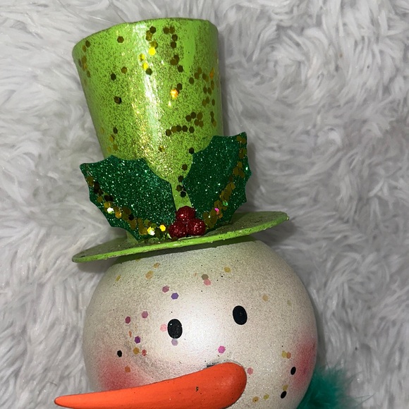 Festive Snowman Ornament Mistletoe Hat Polka Dot Bow Oversized Decor Pier One - Picture 3 of 15